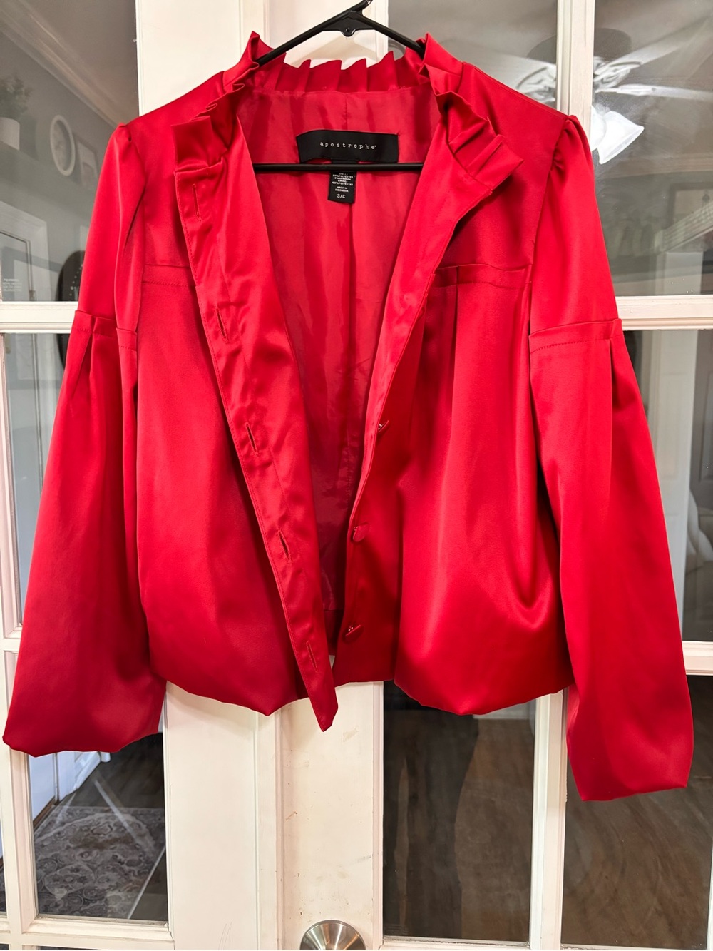 Apostrophe Red Ruffle-Neck Button Jacket - Picture 5 of 5